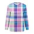 thumbnail image 4 of Vynhevius Women's Crew Neck Sweatshirt Plaid Loose Fit Casual Long Sleeve Pullover Tops, 4 of 6