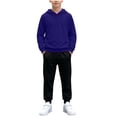 thumbnail image 3 of Two Piece Lounge Sets for Boys Long Sleeve Hooded Pullover Sweatshirt and Jogger Pants with Pockets Matching Sets Fall Winter Outfits, 3 of 10
