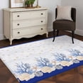 thumbnail image 4 of Seahorse Coral Shell Washable Area Rugs 4'x6', Starfish Ocean Wave Low Pile Throw Living Room Rug Non-Slip Sturdy Edge Binding Carpet for Indoor Entryway Bedside Kitchen, 4 of 9