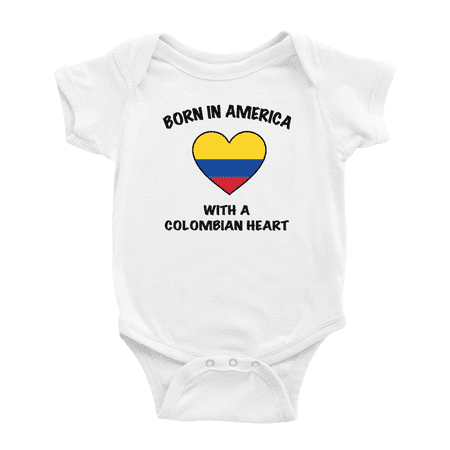

Born In America With A Colombian Heart Baby Clothing Bodysuits Infant For Boy Girl