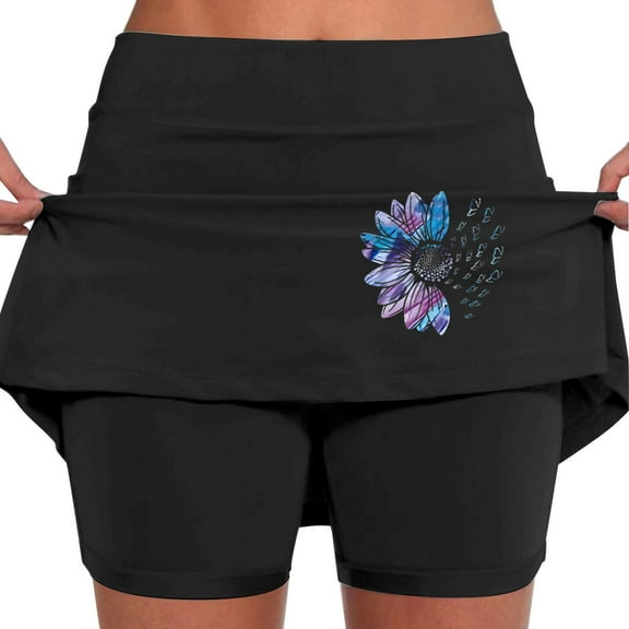 Laipiong Women Tennis Skirt with Trousers Sports Skirt Skirt High Waist Tennis Skort with 2 Pockets and Side Slit Summer Trouser Skirt