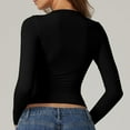 thumbnail image 4 of Abomasnow Women's Long Sleeve Shirts Fall 2025 Casual Basic Going Out Crop Tops Slim Fit Tight Y2K Clothes, 4 of 7