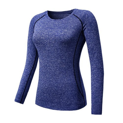 OmicGot Sports Womens Compression Shirt Long Sleeve Tops Running Yoga  Workout Athletic Seamless Shirts Base Layer 