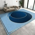 thumbnail image 3 of Gold Lines Large Area Rugs, Gradient Blue Circle Runner Rugs, Non-Slip Floor Throw Mat, Rectangle Carpet for Living Room, Bedroom, Hallway Front Entrance, Kitchen, Dining, 5' x 8', 3 of 7