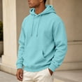 thumbnail image 4 of HAJWOH Hoodies For Men Long Sleeve Pullover Vintage Breathable With Kangaroo Pockets Solid Comfy Hood, 4 of 5