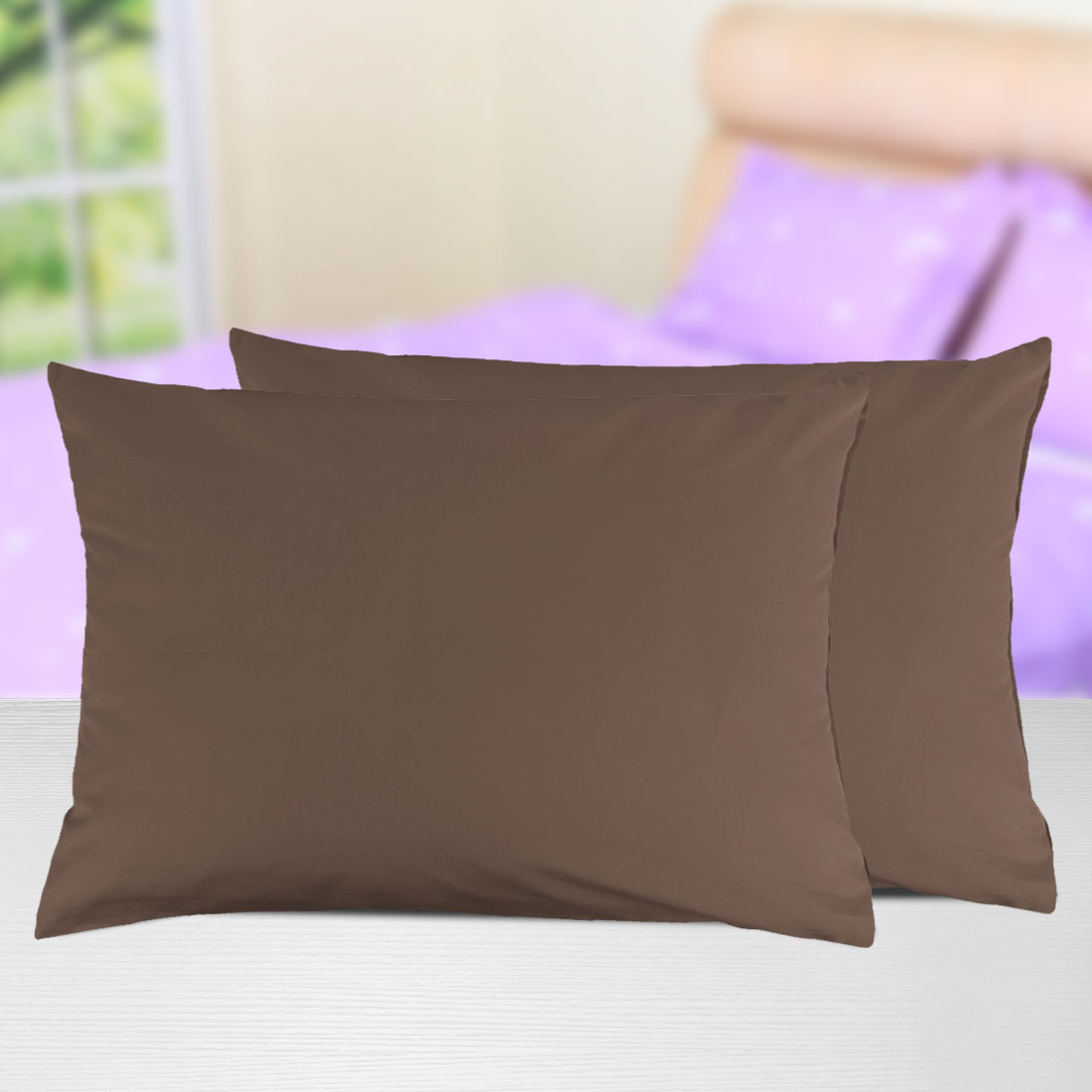 Unique Bargains Pillowcases 2-Piece Egyptian Cotton Pillow Cover Coffee Queen