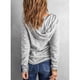thumbnail image 3 of Women Hoodie Long Sleeve Drawstring Button Front Loose Casual Hooded Sweatshirt with Pocket for Spring Autumn Gray S, 3 of 6