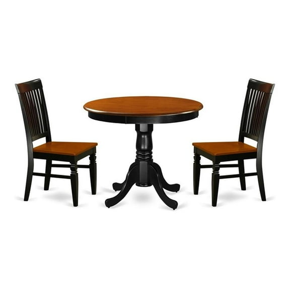 Atlin Designs Antique 3-piece Wood Dining Table Set in Black and Cherry