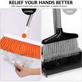 XXXFLOWER Standing Dustpan and Broom Set Long Handled Dust Pans with SelfCleaning Teeth for