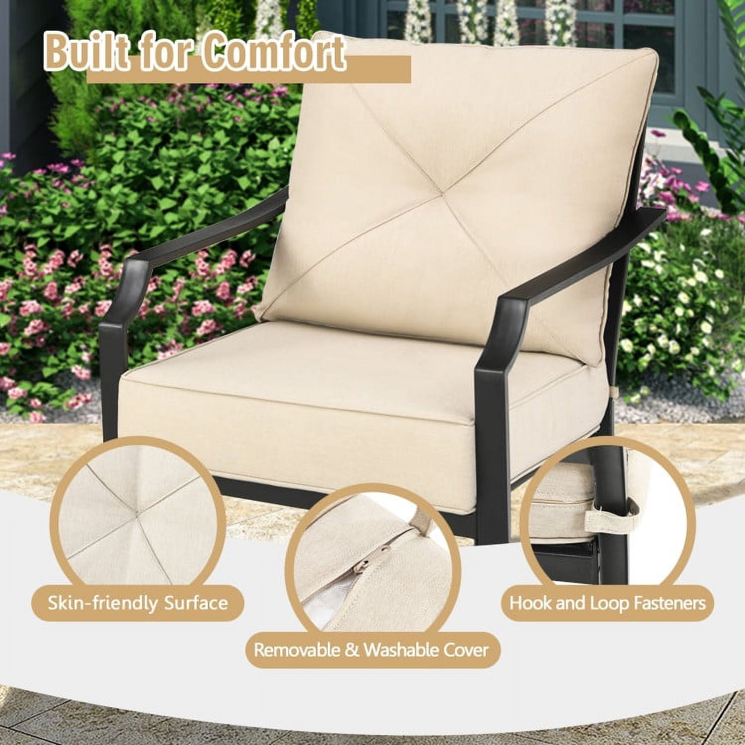 Aimee Lii 2 Pieces Patio Dining Set with Padded Cushions Armrest Steel Frame, Outdoor Patio Furniture Aimee Lii 2 Pieces Patio Dining Set with Padded Cushions Armrest Steel Frame, Outdoor Patio Furniture