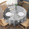 thumbnail image 3 of Black Floral and Petal Pattern Round Tablecloth 60"x60",Wrinkle Wipeable Table Cloth for Kitchen Dining Room Picnic Patio Party, 3 of 6