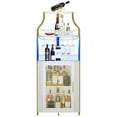 thumbnail image 5 of Aoile Corner Bar Cabinet with LED Light, 5-Tiers Liquor Cabinet Bar with Adjustable Shelf & Glass Holder for Home, Gold, 5 of 7