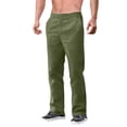 thumbnail image 3 of Men's Cotton and Linen Solid Color Casual Trousers, Straight Leg Long Pants for Relaxation and Daily Comfort,Army Green,L, 3 of 5