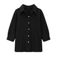 thumbnail image 6 of Girls Linen Shirts Long Sleeve Button Down Collared Dress Shirt for Girls Cotton Blouse Casual Tunic Tops School Uniform,Black 5-6Y, 6 of 6