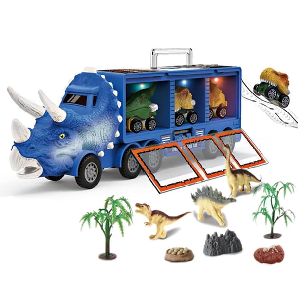 Niños Camión Contenedor De Dinosaurio Con Luces Y Música Modelo De Animal De Dinosaurio Coches De Almacenamiento Desmontable Inercial Tire Hacia Atrás Transportador De Juguetes Moyic HA046822-02