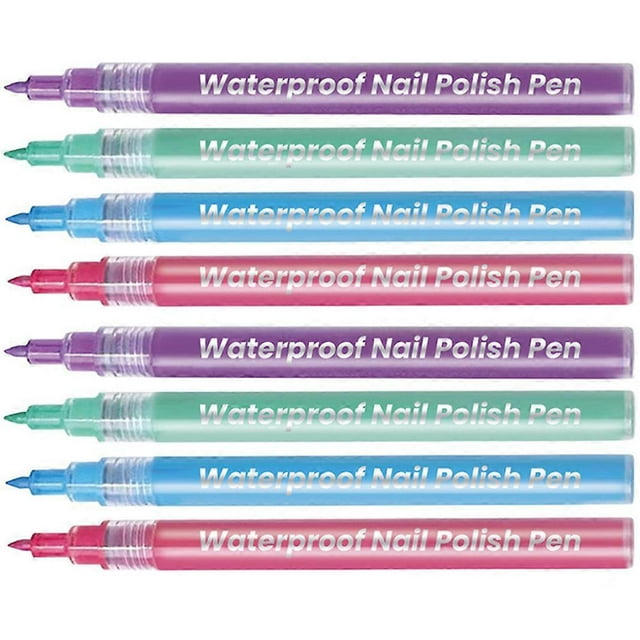 Nail Art Pens Acrylic Nail Graffiti Dotting Liner Pens for Decor 8Pcs