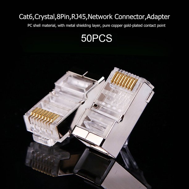 Transparent Gold Plated Cat6 RJ45 Ethernet Cables Module Plug Professional Portable Network Connector Crystal Head