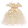 thumbnail image 4 of LOVZFMLL Robe Mode Fille 2-9 Ans à Sequins Patchwork Floral Nœud Épaules Dénudées Robe Princesse Sans Manches Col Rond, 4 of 4