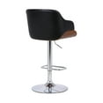 thumbnail image 3 of Toby Black Faux Leather Adjustable Height Swivel Walnut Wood and Chrome Bar Stool, 3 of 6