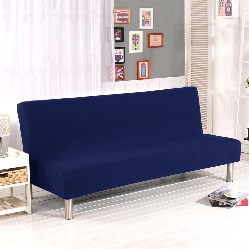 SHANNA Futon Slipcover Armless Sofa Covers Stretch Sofa Bed Slipcover Protector Elastic (Navy Blue)