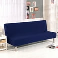 thumbnail image 2 of Armless Sofa Bed Cover Polyester Spandex Stretch Futon Slipcover Protector 3 Seater Elastic Full Folding Couch Sofa Shield (Blue), 2 of 7