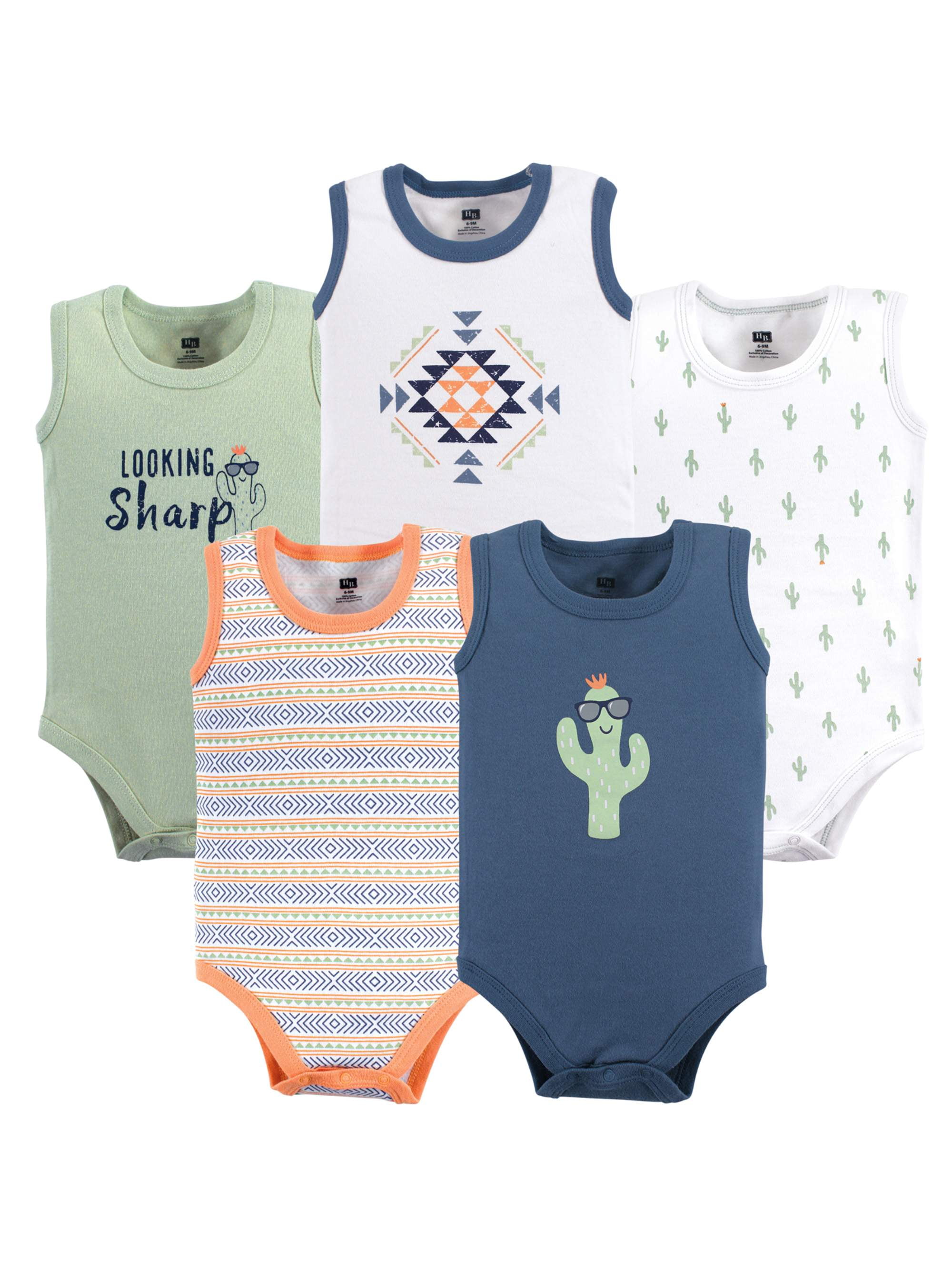 5-Pack Hudson Baby Boy Sleeveless Bodysuits Whale