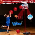 thumbnail image 6 of JoyStone 6 in 1 Kids Basketball Hoop and T Ball Set Ring Toss Game, Toddler basketball hoop with Electronic Scoreboard Music and LED Lights, Sports Gifts Toys for Boys Girls, 6 of 10
