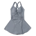 thumbnail image 3 of Gibobby Trajes de Baño para Mujer Traje de baño de falda delgada corta con espalda abierta y cintura plisada con escote de color sólido a la moda para mu(Gris,Talla única), 3 of 5