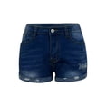 thumbnail image 4 of Audhol Denim Shorts for Women Women's Stretchy Distressed Jean Shorts with Pockets High Waisted Ripped Denim Shorts Cuffed Jean Shorts Short Jean Shorts Dark Blue XL, 4 of 8