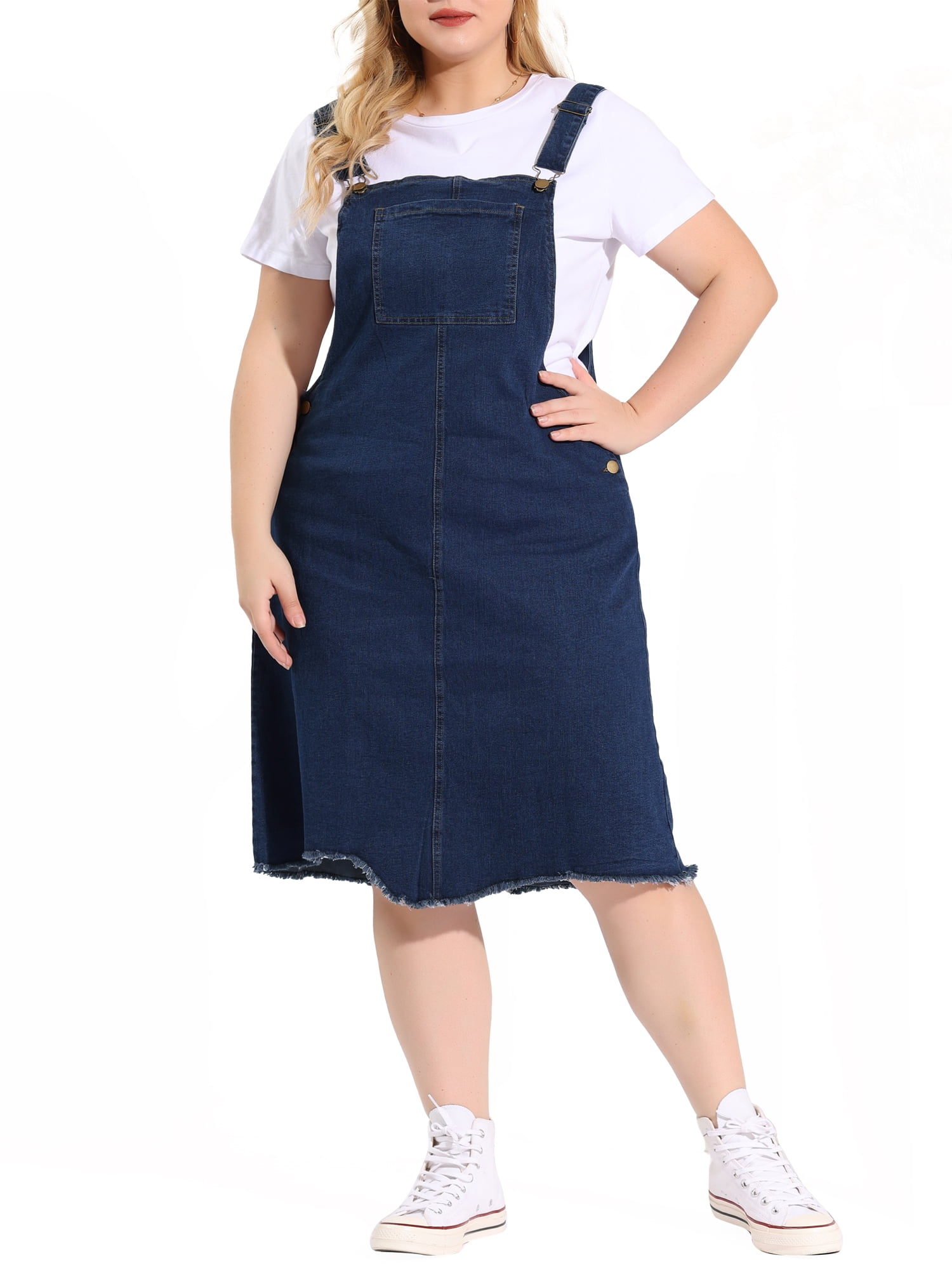 Stretch Denim Overalls with Cuffs 