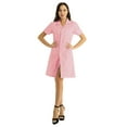 thumbnail image 1 of Oyolan Robe d'Infirmière à Col à Revers pour Femmes, Manches Courtes, Boutons devant, Rose, TG, 1 of 7