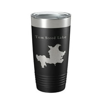 Tom Steed Lake Map Tumbler Travel Mug Insulated Laser Engraved Coffee Cup Oklahoma 20 oz Black