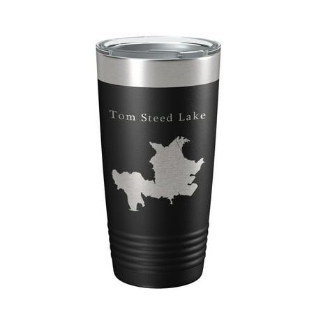 

Tom Steed Lake Map Tumbler Travel Mug Insulated Laser Engraved Coffee Cup Oklahoma 20 oz Black