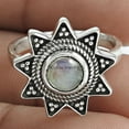 thumbnail image 2 of 925 Sterling Silver, Rainbow Moonstone Natural Healing Gemstone Ring, Unique Flower Designing Jewelry For Women, Vintage Floral Ring, June Birthstone, Silver Oxidized Ring (Rainbow Moonstone, 7), 2 of 5
