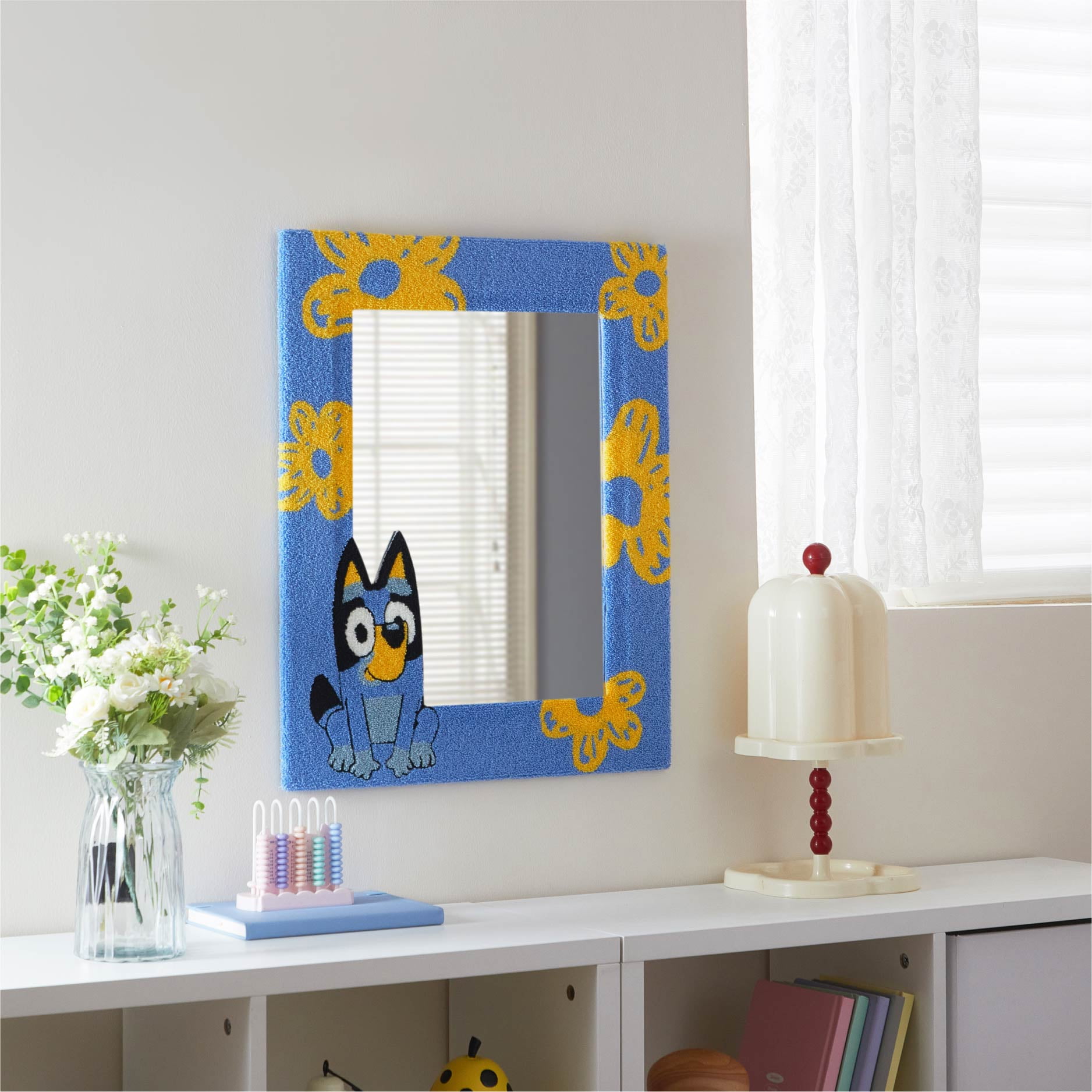 Bluey Wall Mirror, Tufted Design, 18" x 22", for Kids and Teens