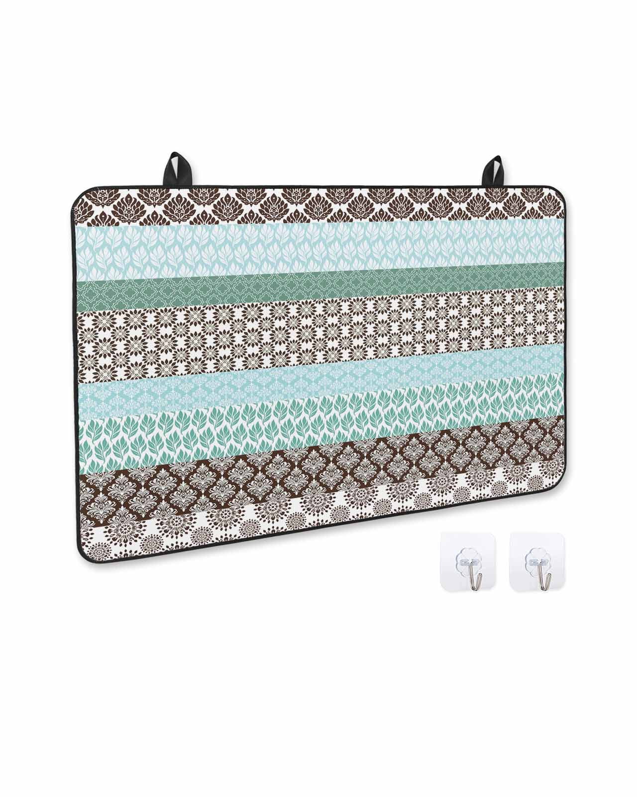 nqOlkjepod Large Induction Cooktop Protector Mat 24"x21", Boho Geometric Stove Top Covers for Electric Stove, Turquoise Green Brown Tribal Stripes Stove Burner Cover Mats, Glass Top Stove Cover