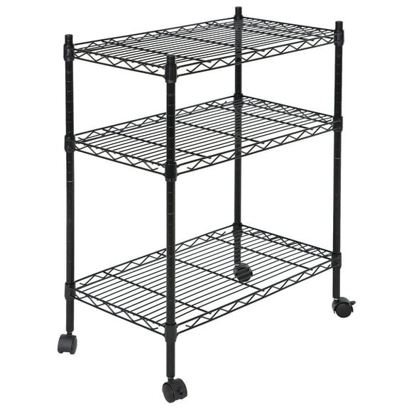WYDK 3/4/5 Tier Heavy Duty Storage Shelving Steel Organizer Wire Rack Household (3-shelf with wheels)