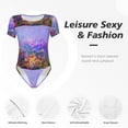 thumbnail image 4 of Salouo Colorful Purple Cosmos Flower for Women's Short Sleeve Bodysuit,Sexy Bodysuits One Piece Round Neck Bodysuit Shapewear Tummy Control-XX-Large, 4 of 7