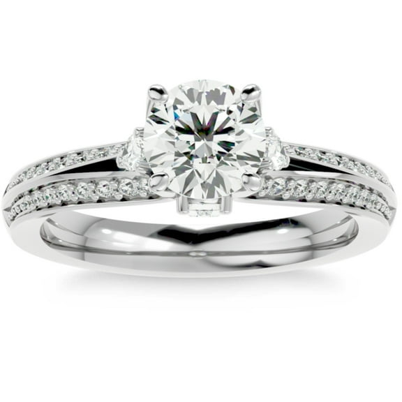 Lina Jewel Round Cut 1 Ct Lab Simulated Diamond Ring - 14K White Gold Plated Ring - Beautiful Promise Ring for Women - Daily Wear Anniversary Gift