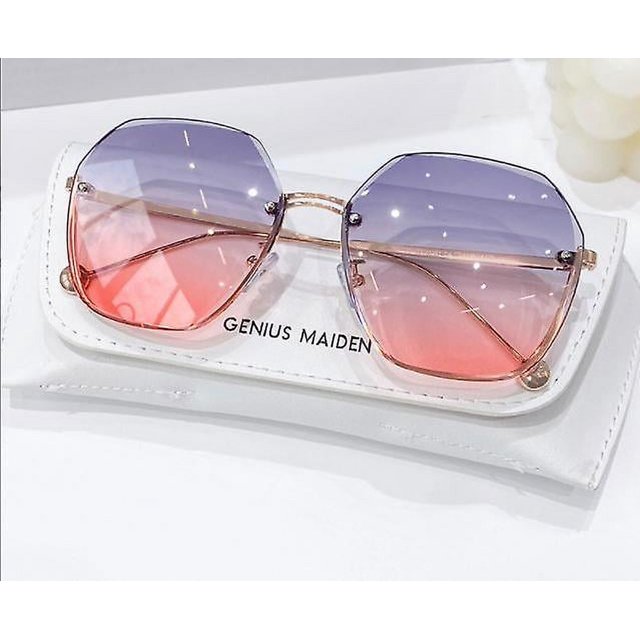 "2022 Quality Sense Fashion Trend Cut Edge Rimless Sunglasses Women's Polygonal Sunglasses Two-color Gradient"
