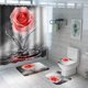 thumbnail image 1 of Cortina de ducha de poliéster con diseño de flores, resistente al agua, a la humedad y al moho, para baño, 1 of 6