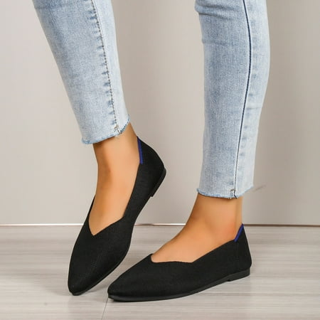 

NECHOLOGY Business Casual Shoes for Women Winter Ladies Fashion Solid Color Breathable Mesh Pointed Comfort Woman Dressy Shoes Black 7