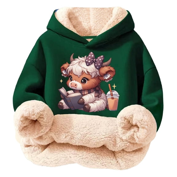 Highland Cow Christmas Sweatshirts-Cozy Hooded Pullover with Cow Print Design,Soft Warm Winter Kids Top,Cute Highland Cow Hoodie & Sweater for Holiday Season
