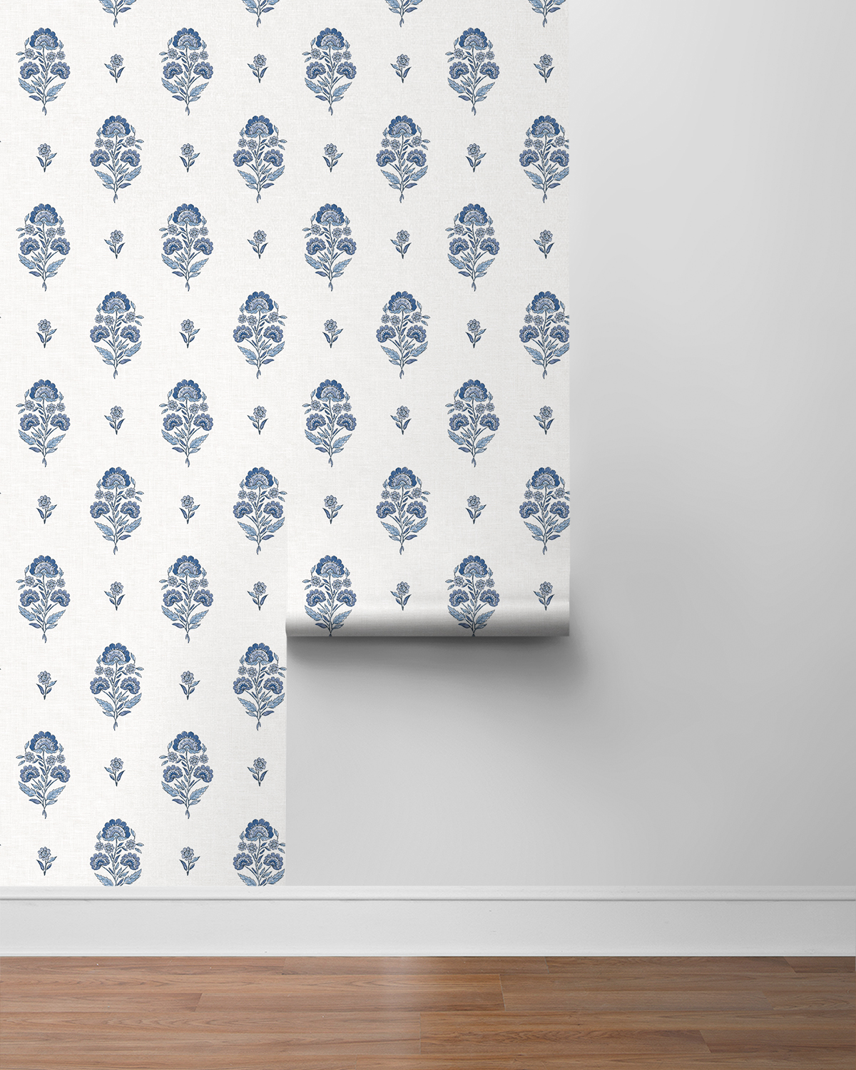 NextWall Deft Blue Floral Spot Premium Matte Non-Woven Peel and Stick Wallpaper - 20.5 in. W x 18 ft. L Roll