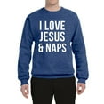 thumbnail image 2 of Wild Bobby, I Love Jesus & Naps Inspirational/Christian Unisex Crewneck Graphic Sweatshirt, Vintage Heather Blue, X-Large, 2 of 6