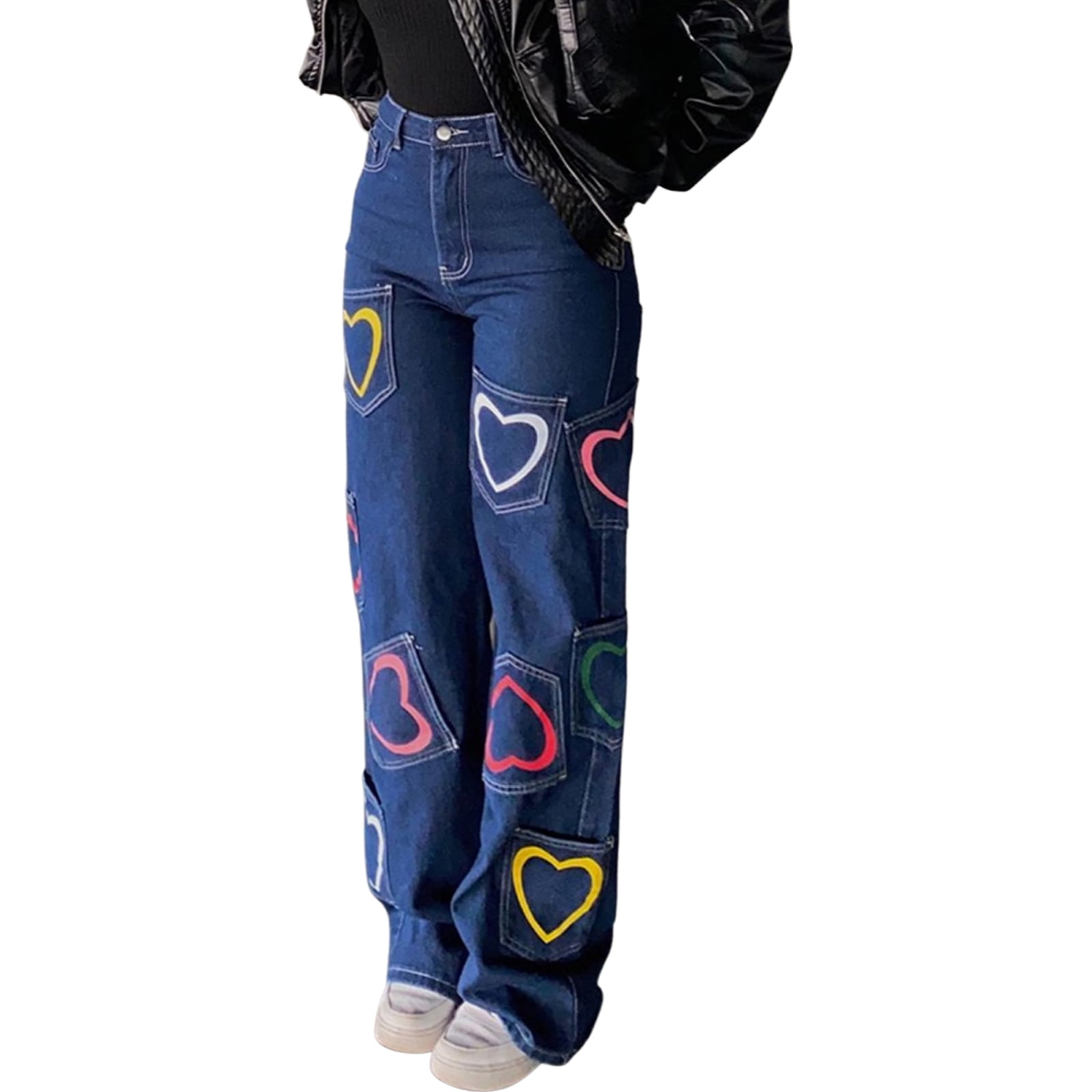 High waist heart print jeans Clearance