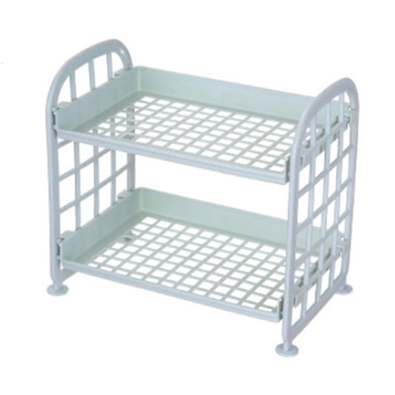 YIEMEEN for Creative 2 Tier Hollow Out Plastic Foldable Shelf Countertop Cosmetic Storage Spice Rack Vanity Tray Bathroom Kitchen Tabletop Organizer