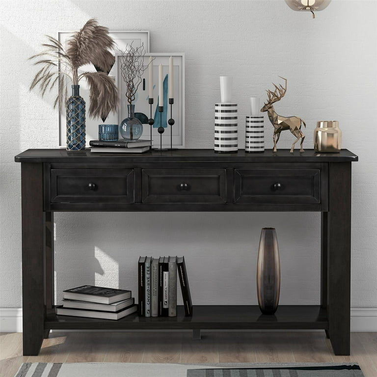 Black Finish Console Sofa Table With Drawer | Baci Living Room