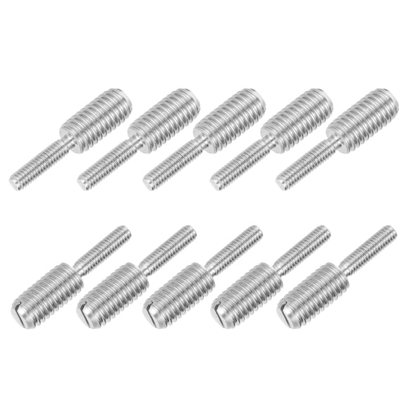 Uxcell 10Pcs Slotted Head M4x15 to M8x15 Double End Threaded Stud Screw Bolt, 30mm L
