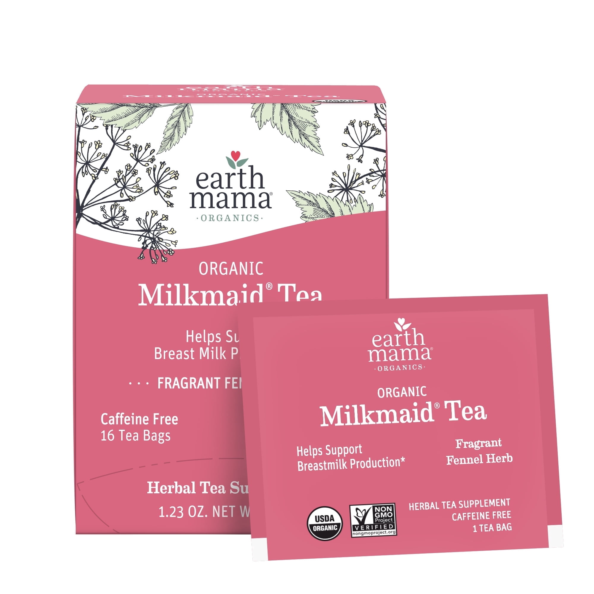 Earth Mama Organic Milkmaid Lactation Tea, Herbal Tea for Breast Milk Production, 16 Tea Bags
